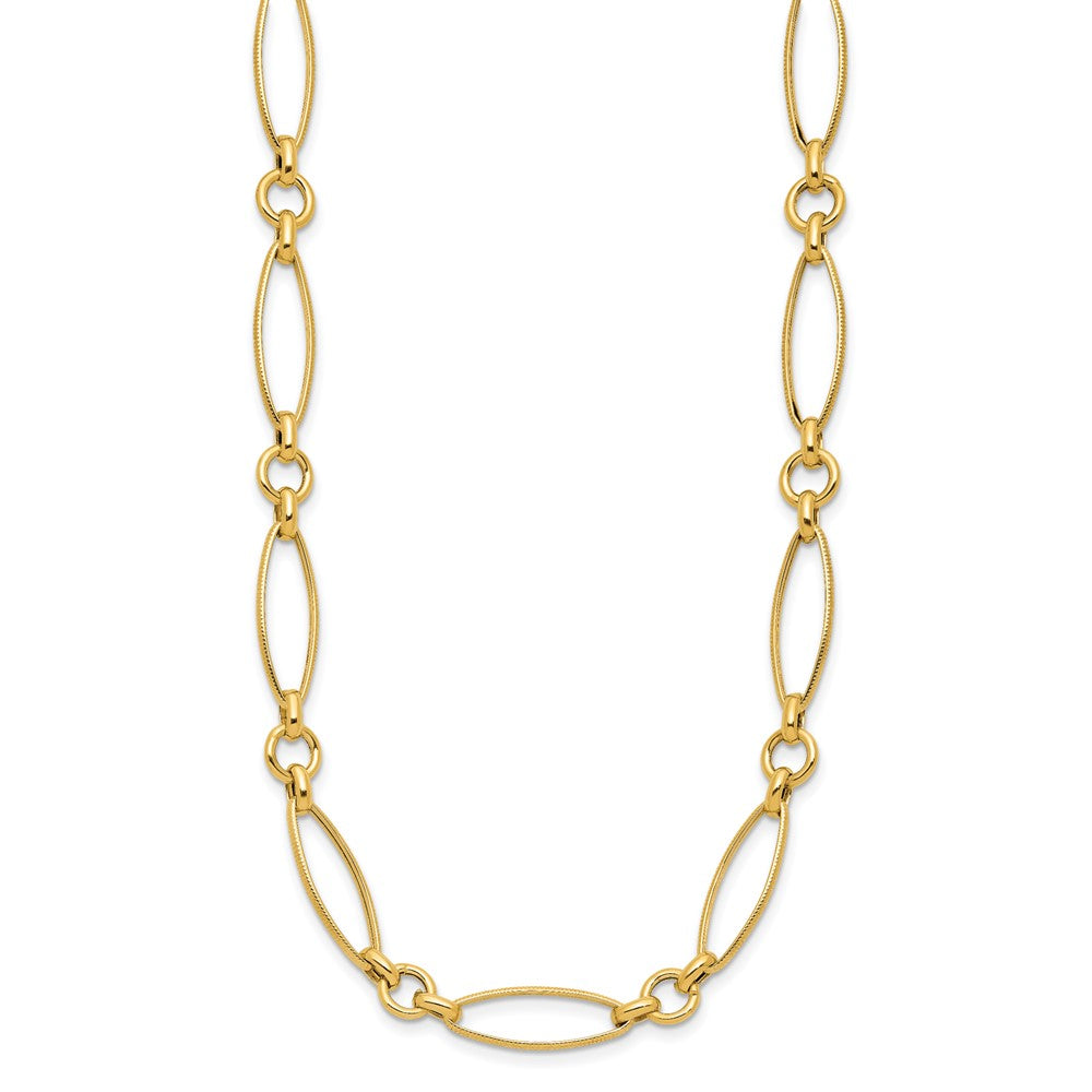 14K Polished and Diamond-cut Fancy Link 19in Necklace