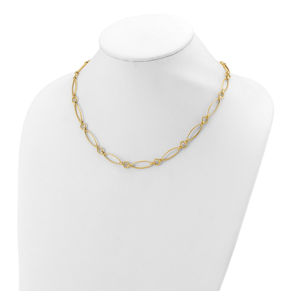 14K Polished and Diamond-cut Fancy Link 19in Necklace