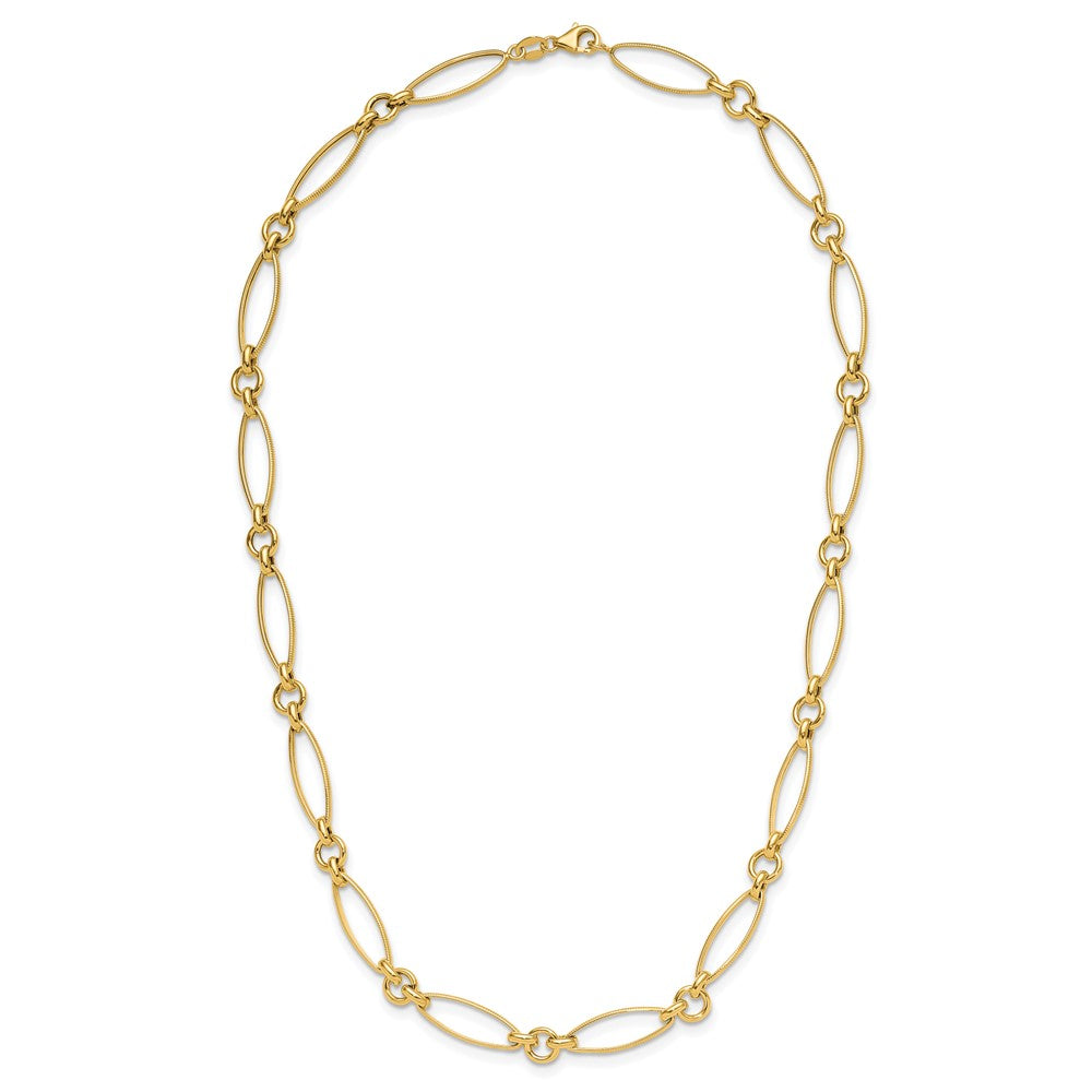 14K Polished and Diamond-cut Fancy Link 19in Necklace