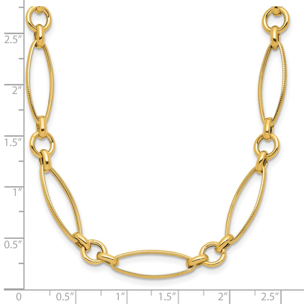 14K Polished and Diamond-cut Fancy Link 19in Necklace