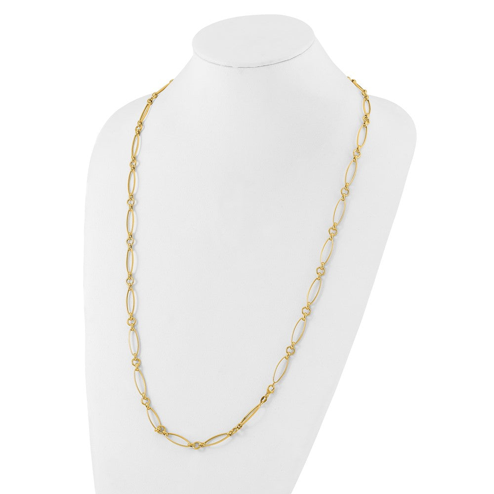 14K Polished and Diamond-cut Fancy Link Necklace
