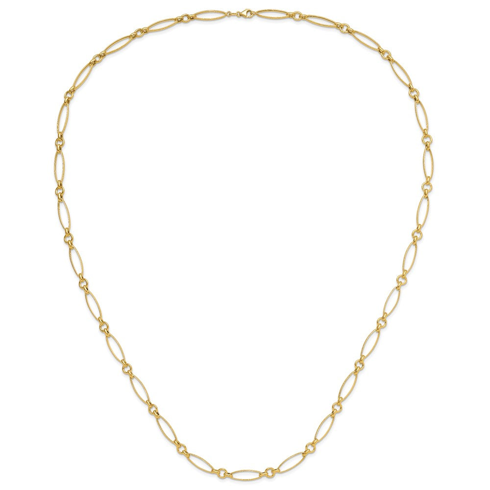 14K Polished and Diamond-cut Fancy Link Necklace