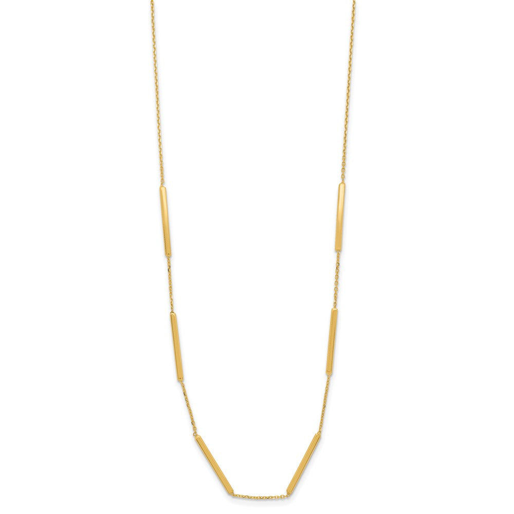 14K Polished 6 Bar Stations 16in with 1.5in ext Necklace