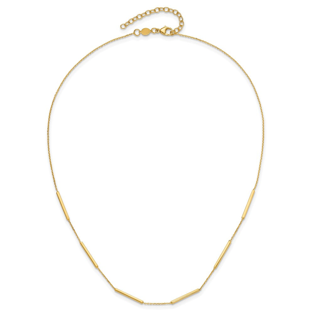 14K Polished 6 Bar Stations 16in with 1.5in ext Necklace