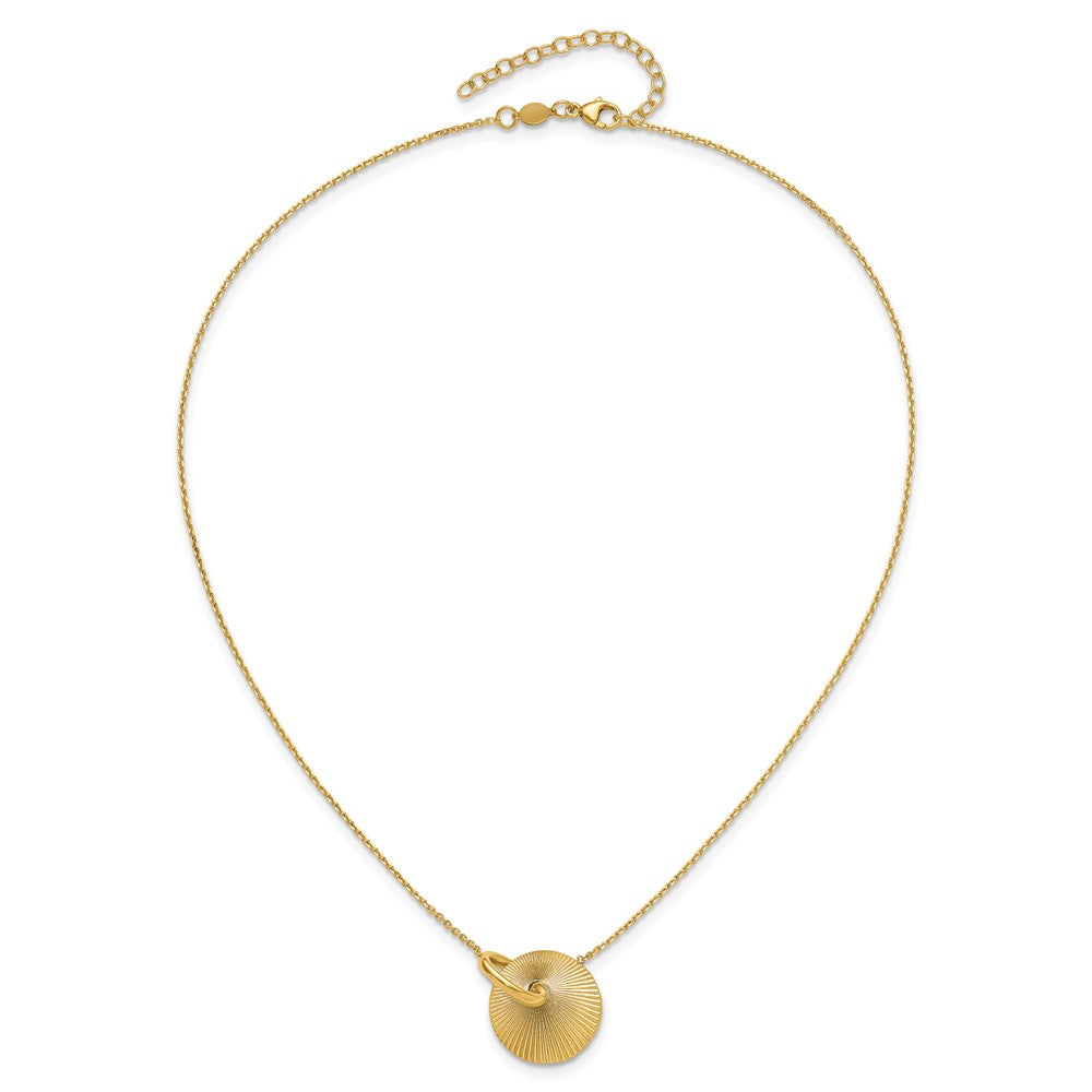 14K Polished and Textured Circle 16in with 2in ext Necklace