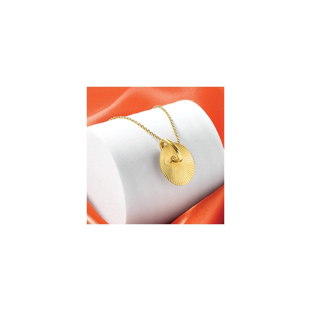 14K Polished and Textured Circle 16in with 2in ext Necklace
