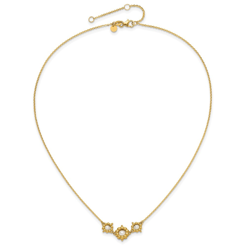 14k Polished FWC Pearl Flower 16in w/2in ext. Necklace