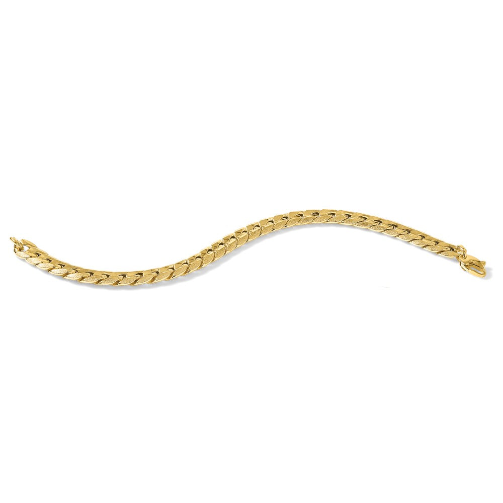 14K Polished and Textured Fancy Curb Men's Bracelet