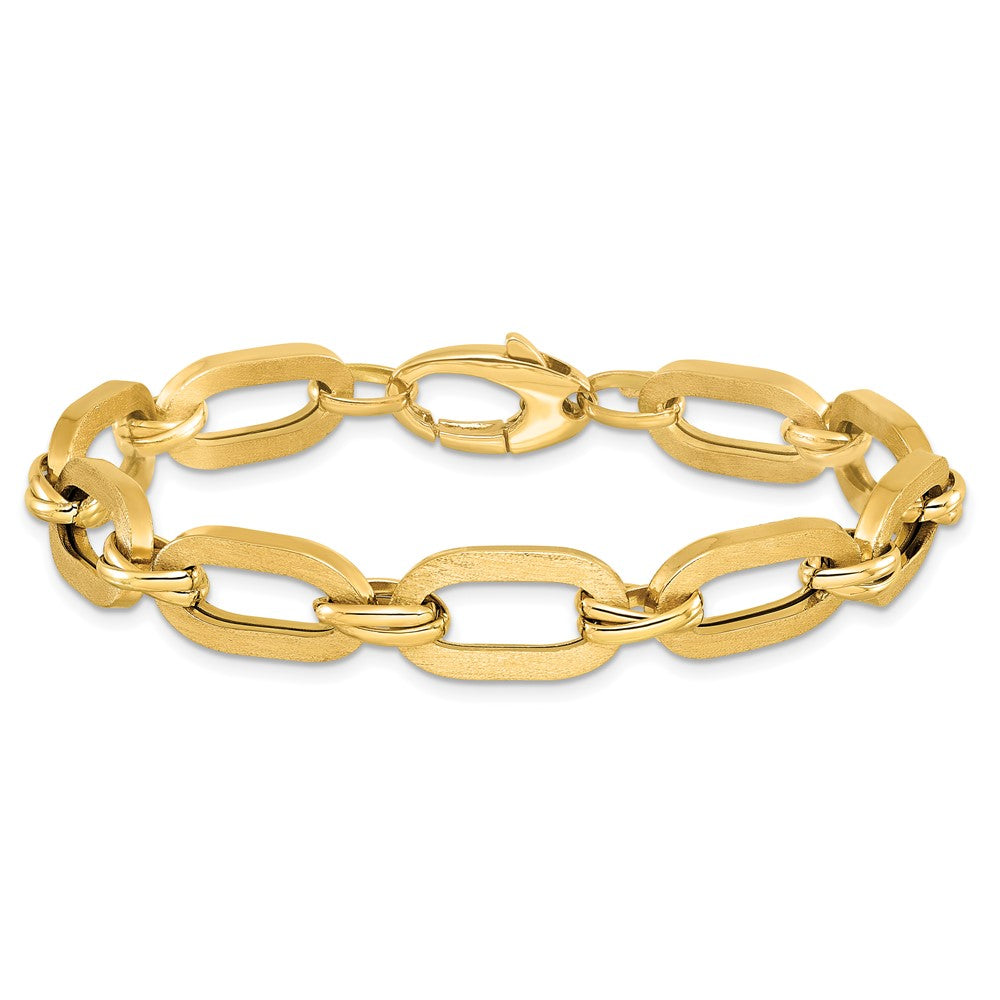 14K Polished and Satin Fancy Link Bracelet