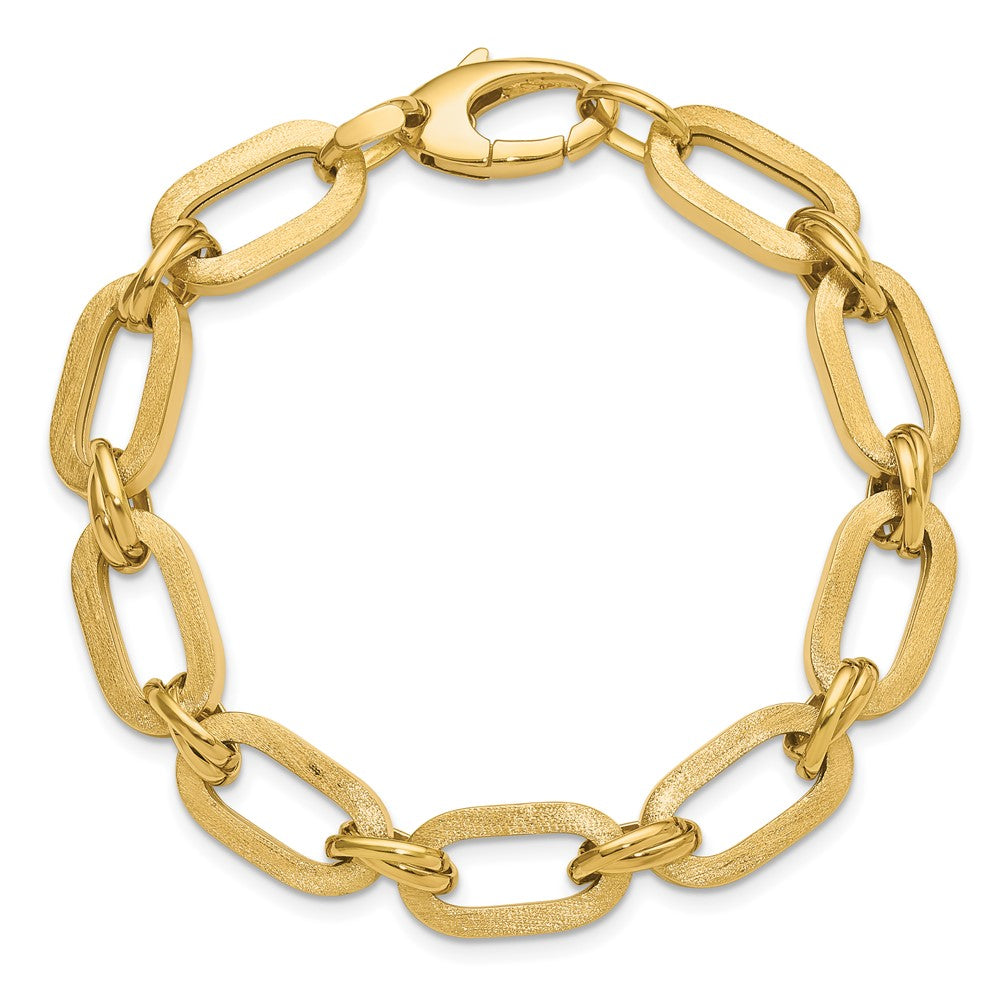 14K Polished and Satin Fancy Link Bracelet