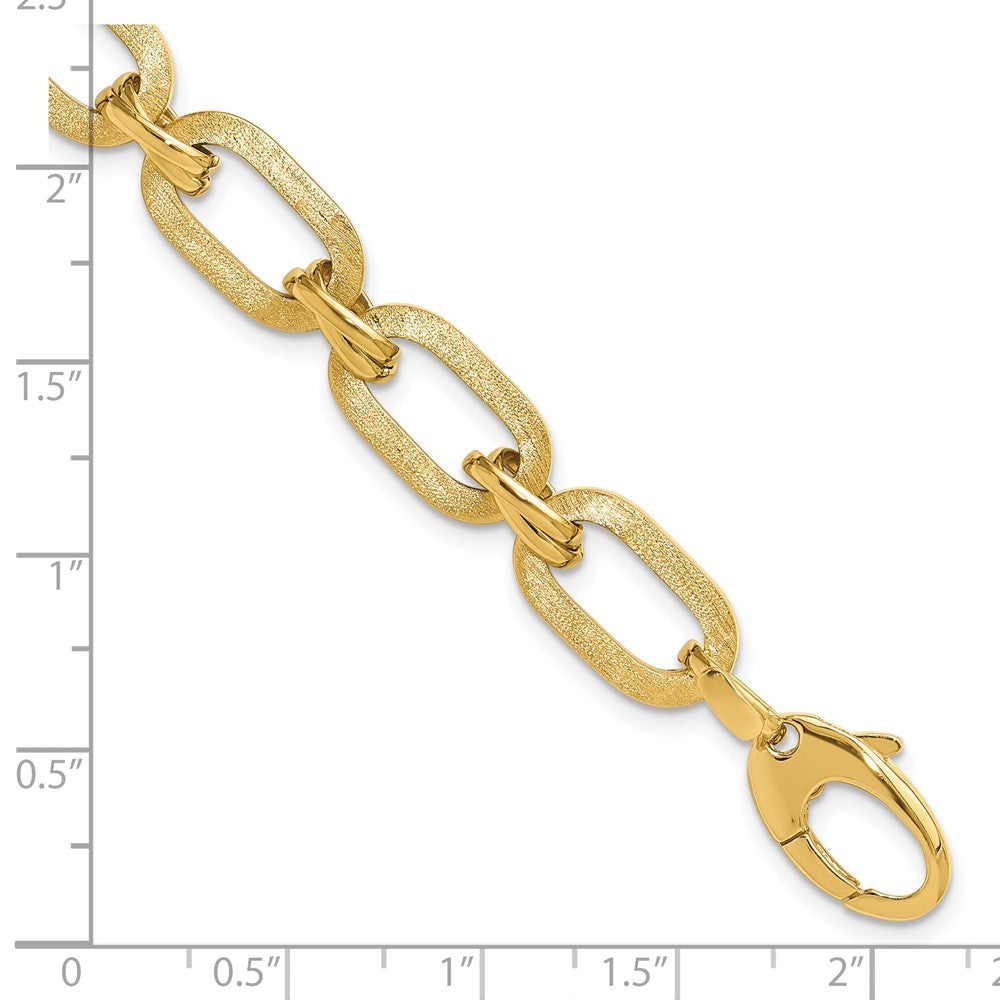 14K Polished and Satin Fancy Link Bracelet