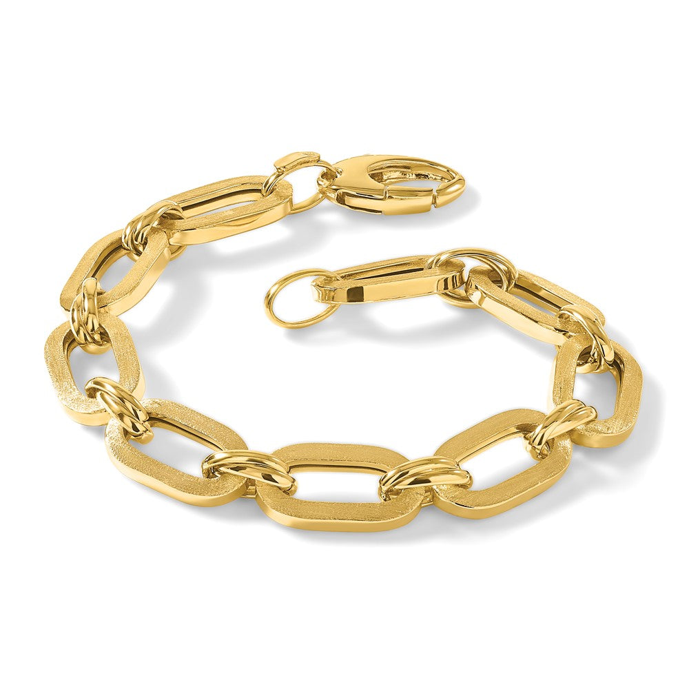 14K Polished and Satin Fancy Link Bracelet