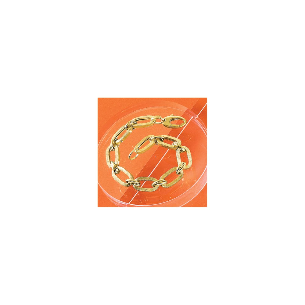 14K Polished and Satin Fancy Link Bracelet