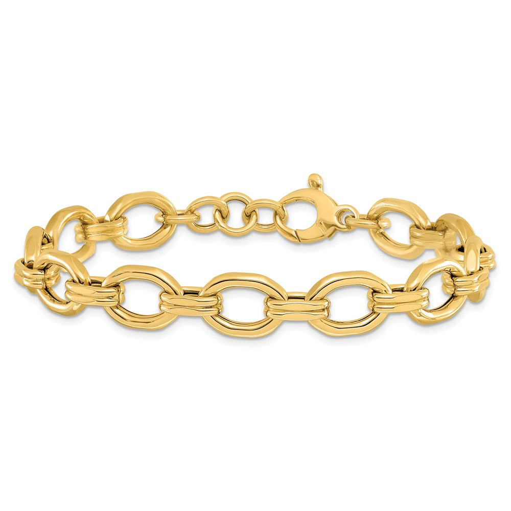14K Polished Fancy Link w/1in ext. Bracelet