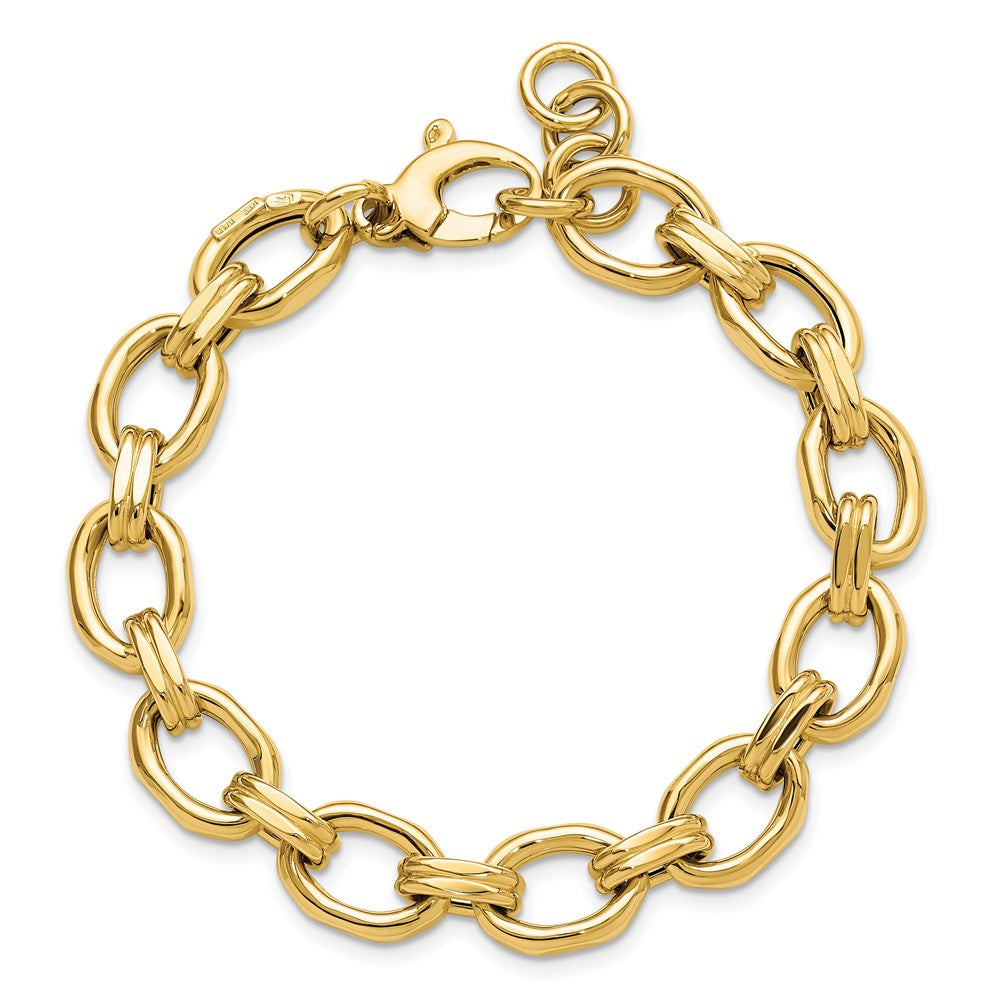 14K Polished Fancy Link w/1in ext. Bracelet