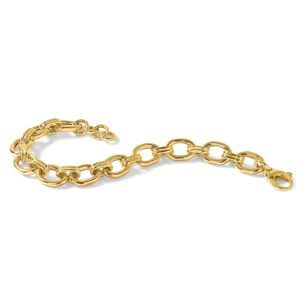 14K Polished Fancy Link w/1in ext. Bracelet