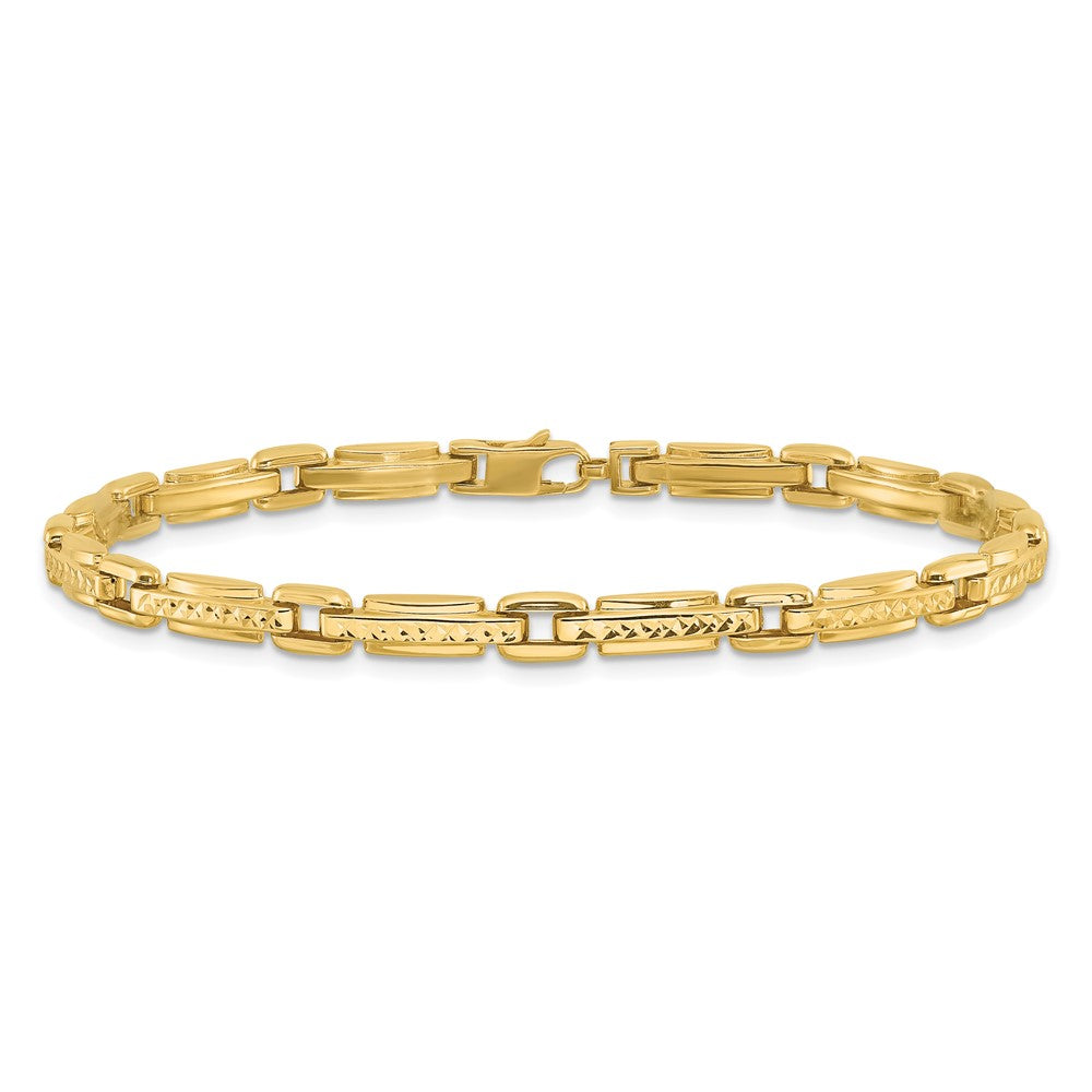 14K Polished Diamond-cut Fancy Link Reversible Bracelet