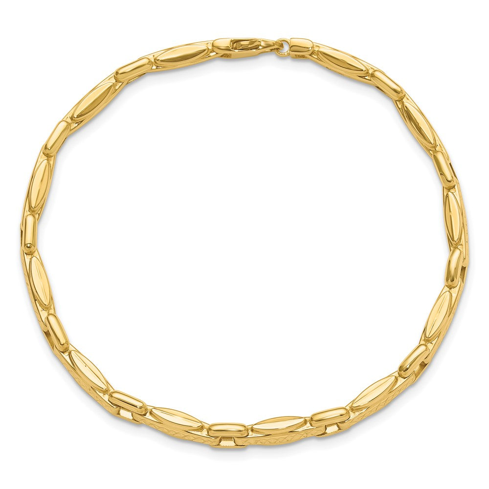 14K Polished Diamond-cut Fancy Link Reversible Bracelet