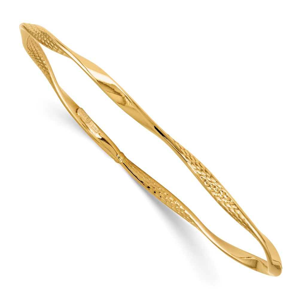 Polished;14k Yellow gold;Slip on;Textured;Twisted