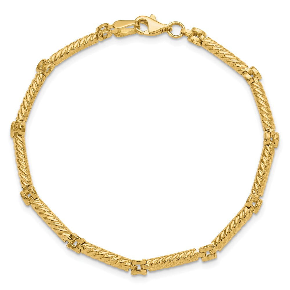 14K Polished and Textured Fancy Link Bracelet