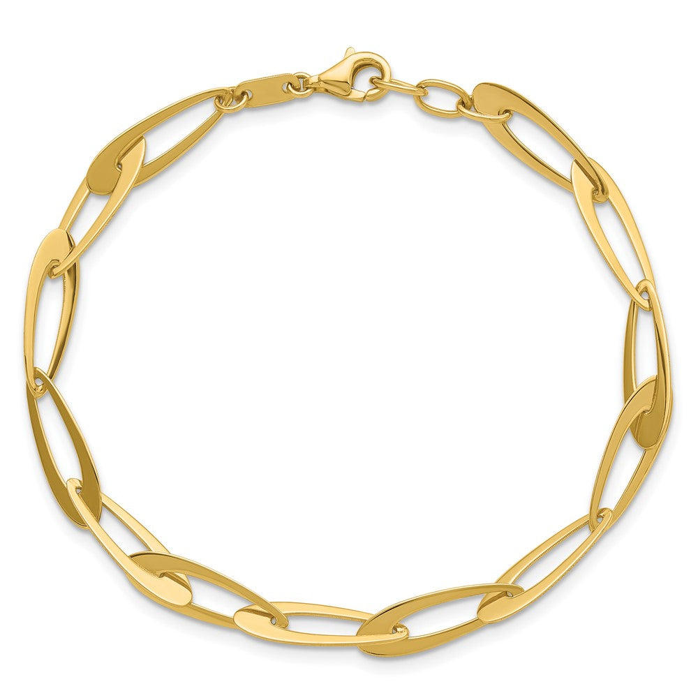 14K Polished Fancy Link w/.25in ext. Bracelet