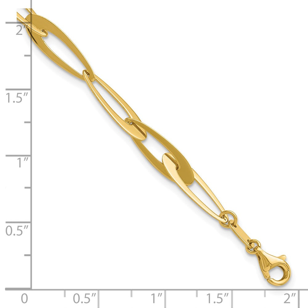 14K Polished Fancy Link w/.25in ext. Bracelet