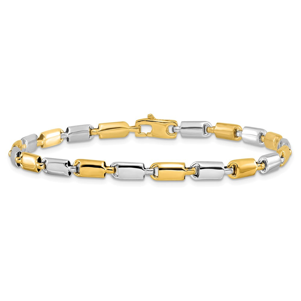 14k Two-tone Polished Fancy Rectangular Link Bracelet