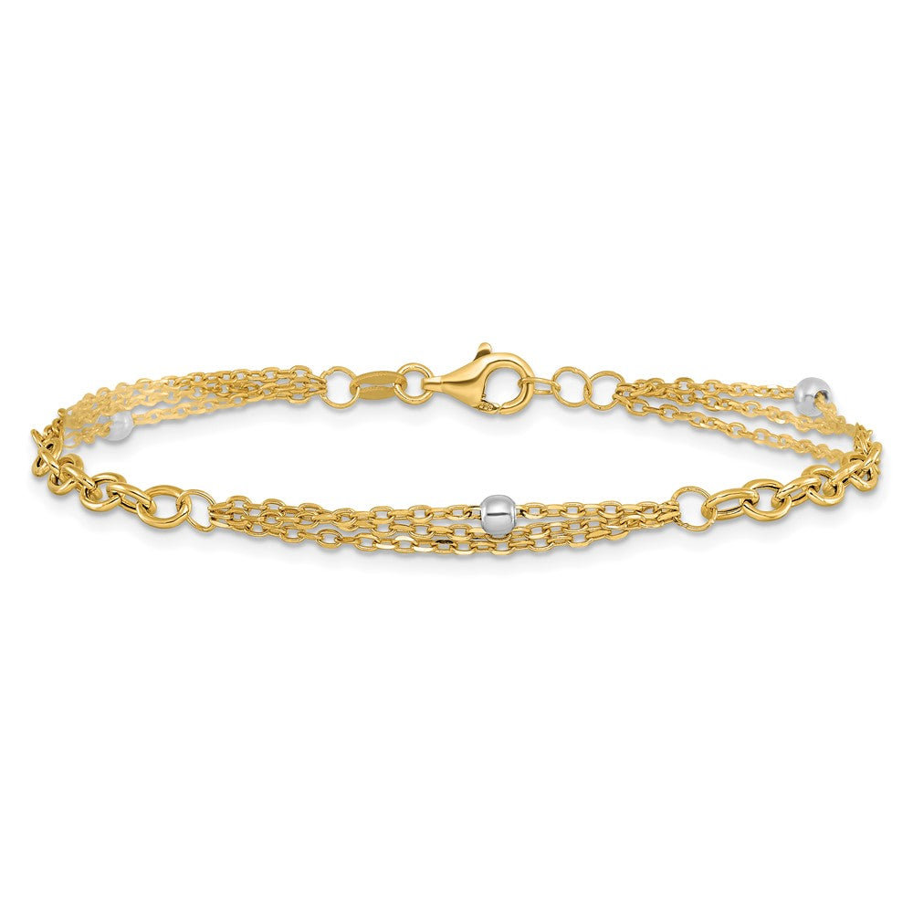 14K w/White Rhodium Fancy Link w/.25in ext. Bracelet