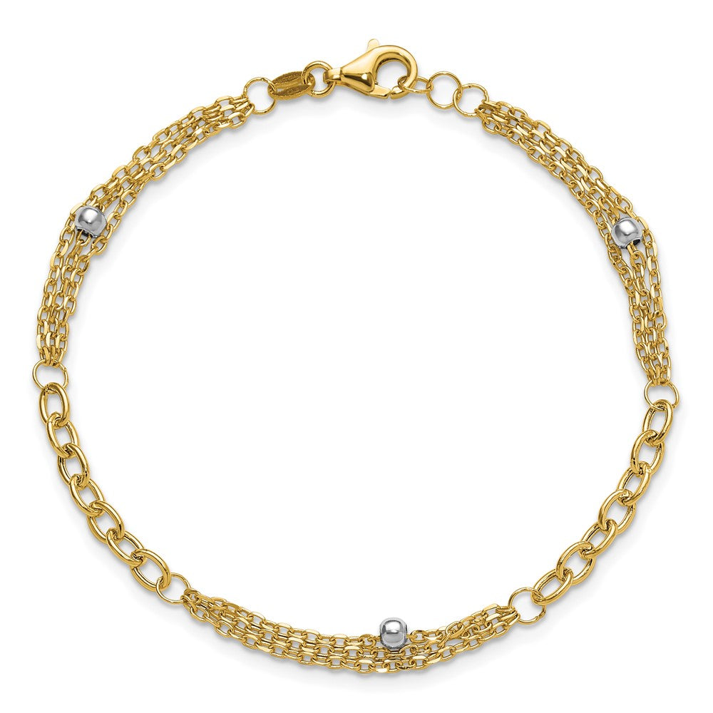 14K w/White Rhodium Fancy Link w/.25in ext. Bracelet