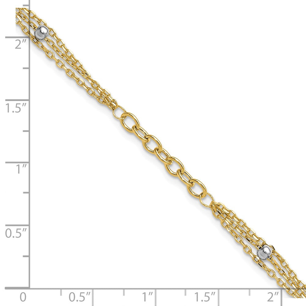 14K w/White Rhodium Fancy Link w/.25in ext. Bracelet