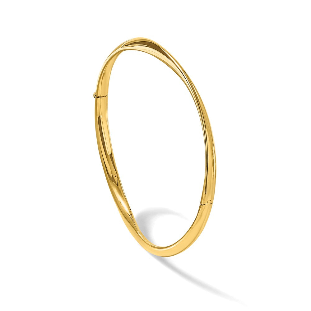 14k Polished Twisted Hinged Bangle Bracelet