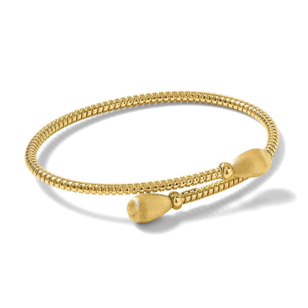 14K Polished and Brushed Bypass Cuff Bangle