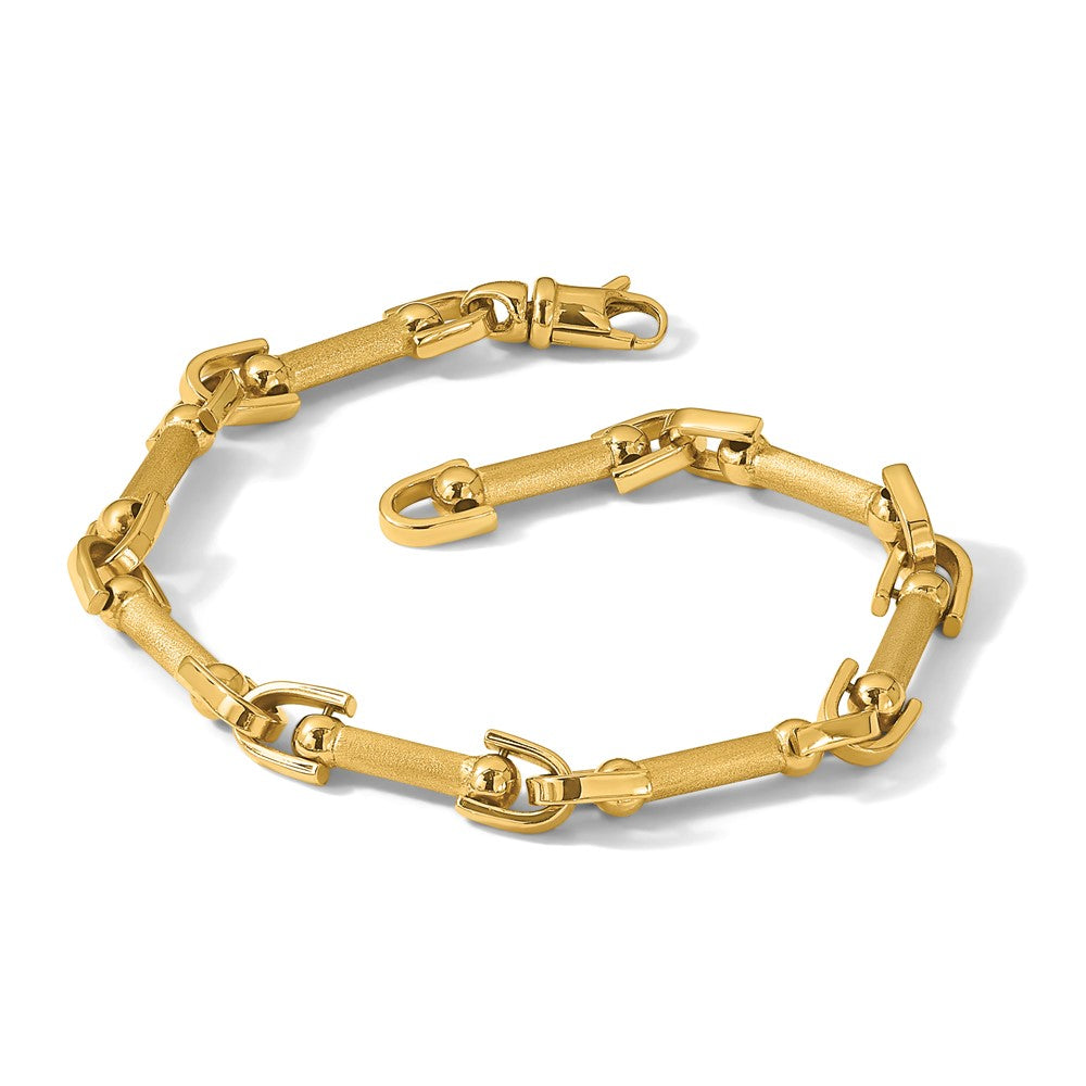 14K Polished and Satin Fancy Link Bracelet