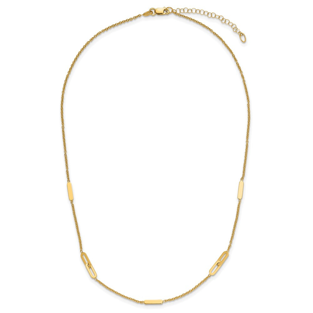 14K Polished Fancy Link with 2in ext. Necklace