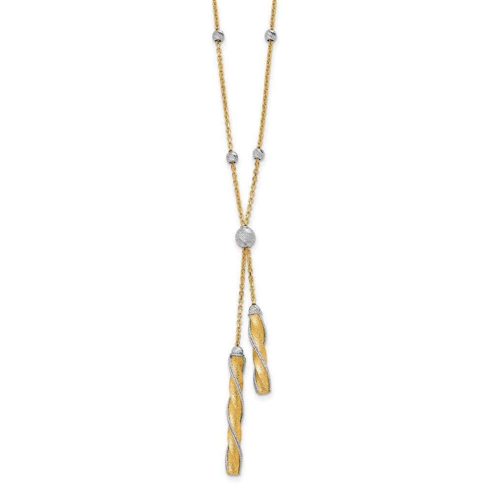 14K Two-tone Polished/Satin/Dia-cut Fancy with 2in ext. Necklace