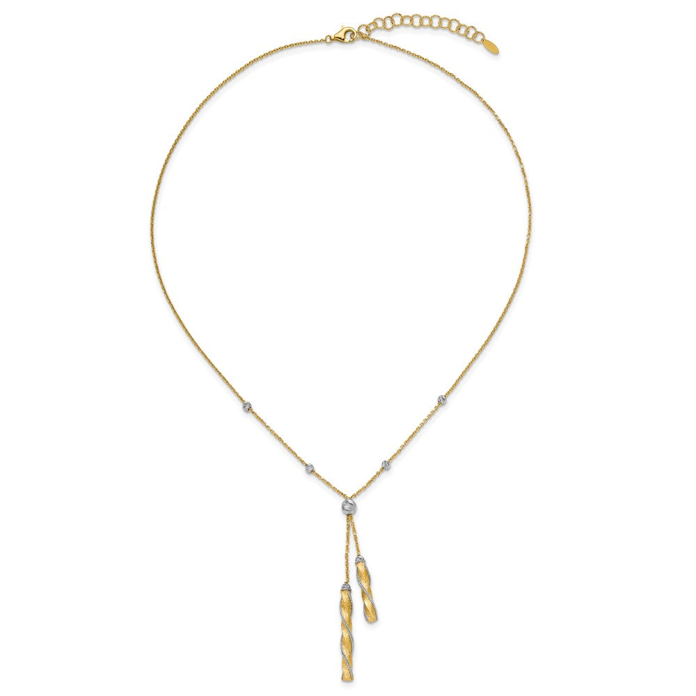 14K Two-tone Polished/Satin/Dia-cut Fancy with 2in ext. Necklace
