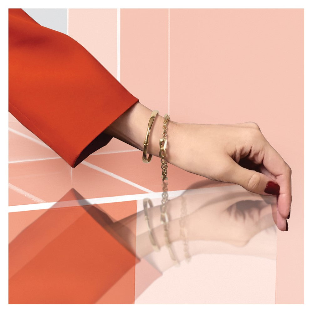 14K Polished and Satin Fancy Link with 1in ext. Bracelet