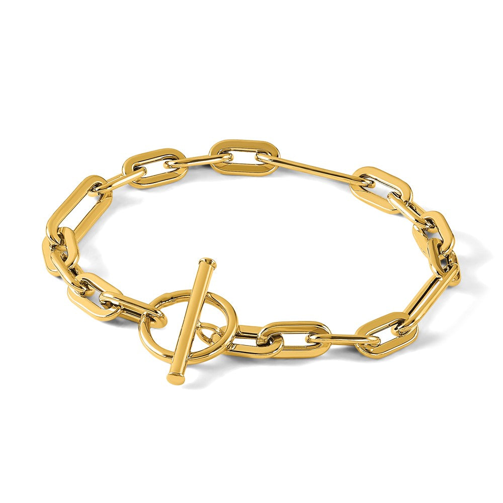 14K Polished Fancy Link Toggle Clasp Bracelet