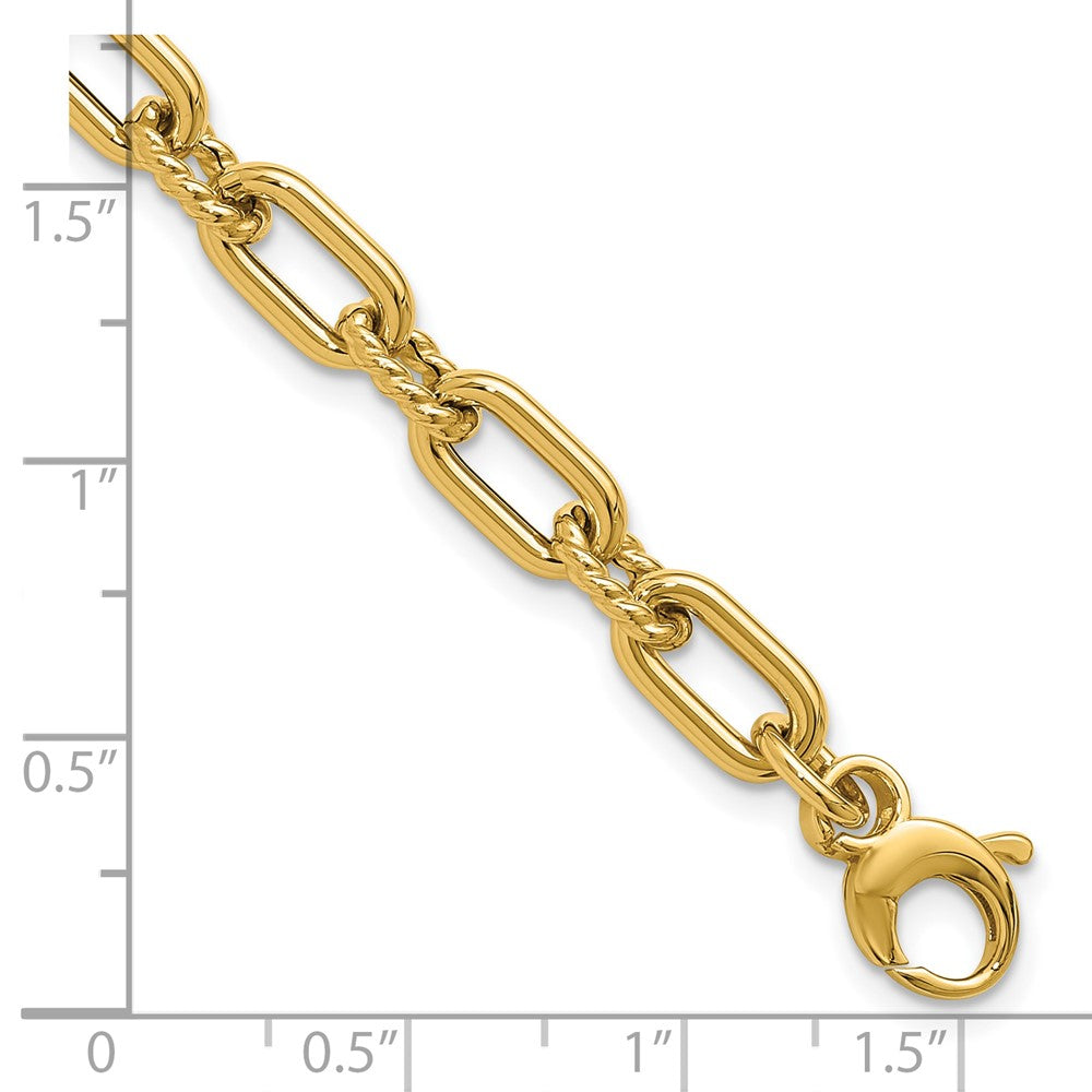 14K Polished & Textured Fancy Link Bracelet