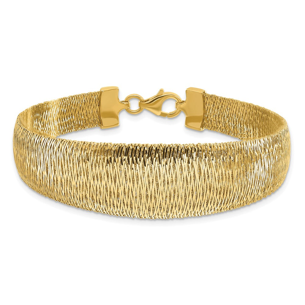 14K Polished Woven Graduated Dome Bracelet