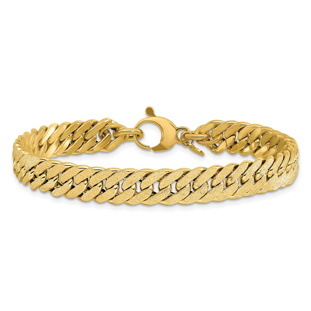 14K Polished and Satin Reversible Fancy Curb Bracelet