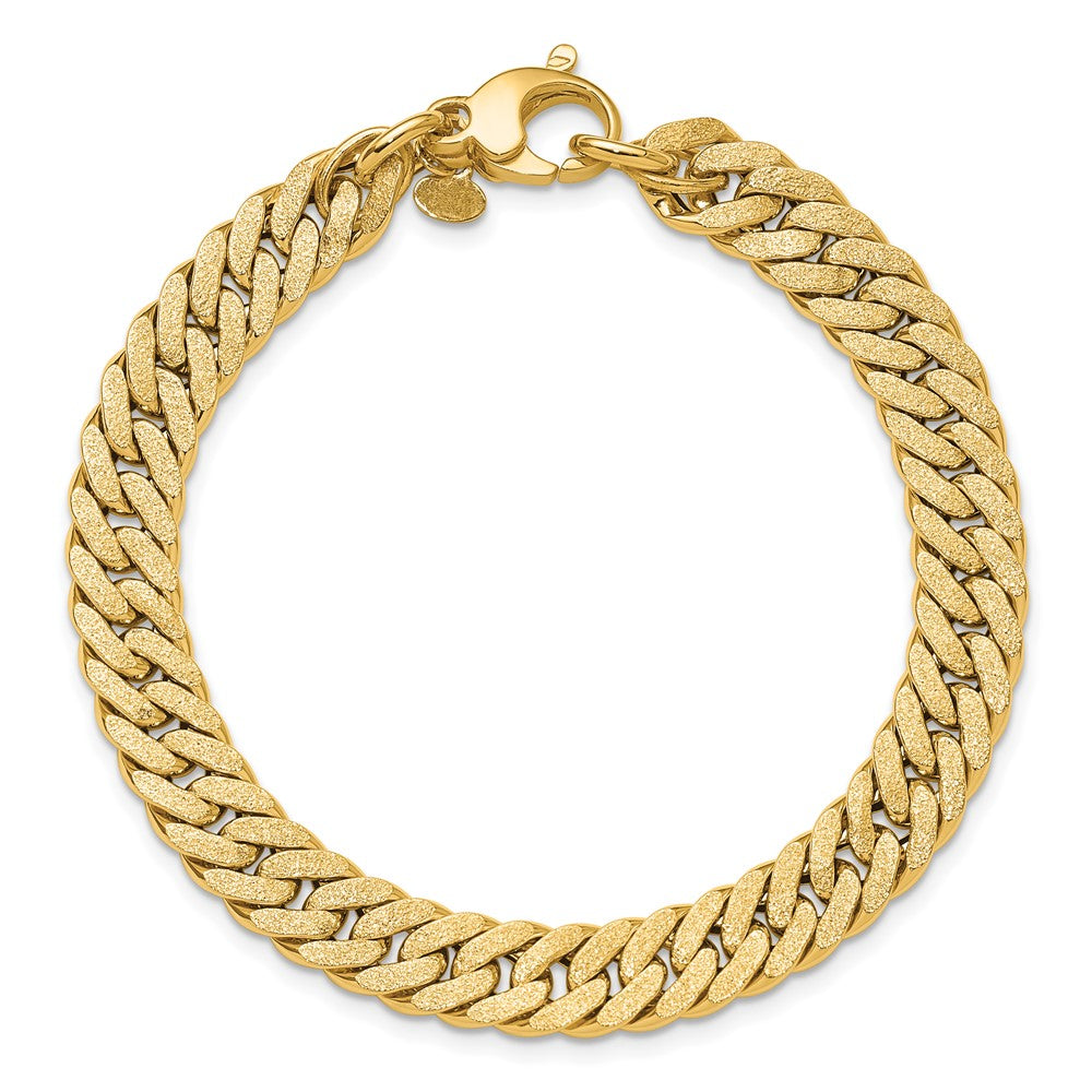 14K Polished and Satin Reversible Fancy Curb Bracelet