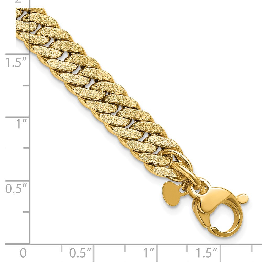 14K Polished and Satin Reversible Fancy Curb Bracelet