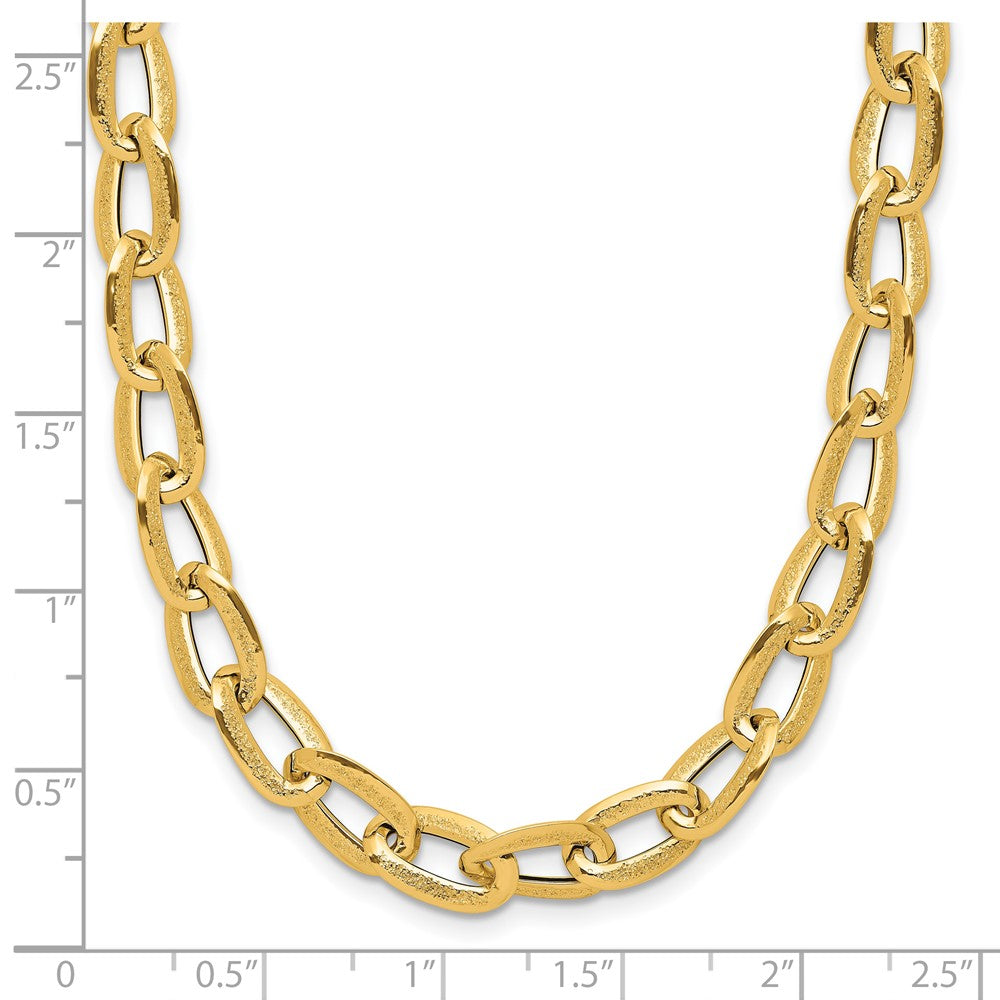 14K Polished and Satin Fancy Link Necklace