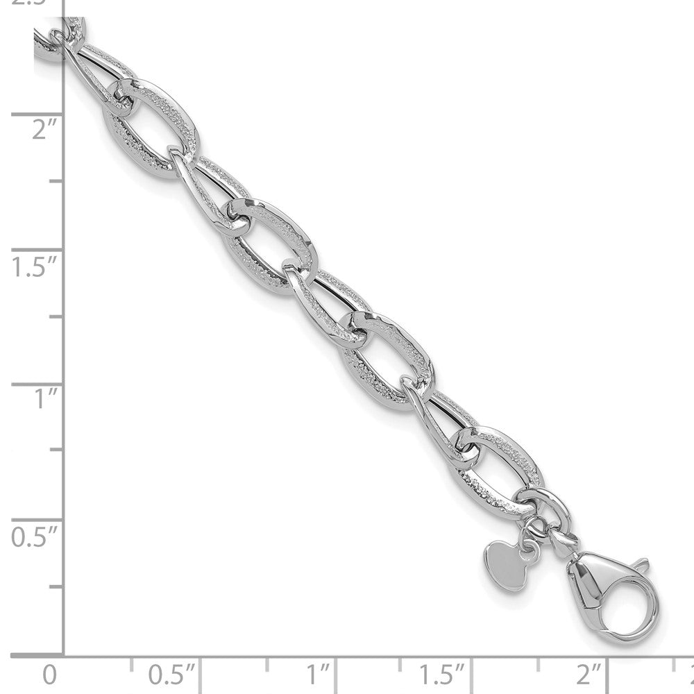 14K White Gold Polished and Satin Fancy Link Bracelet