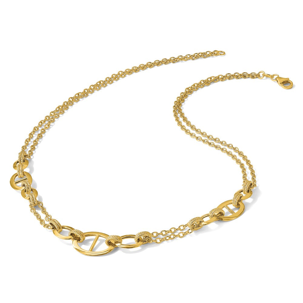 14K Polished Multi-strand Fancy Link Necklace