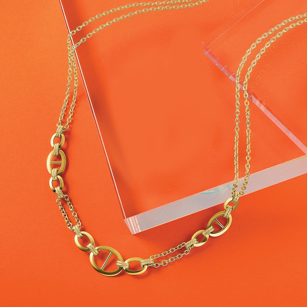 14K Polished Multi-strand Fancy Link Necklace