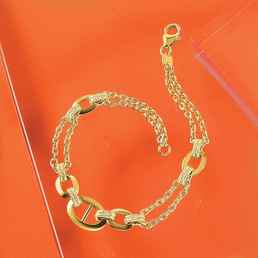 14K Polished Multi-strand Fancy Link Bracelet