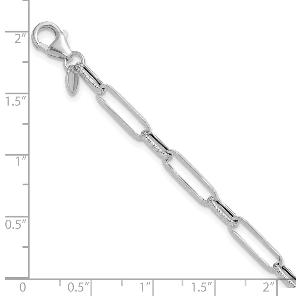 14K White Gold Polished/Textured Fancy Link Bracelet