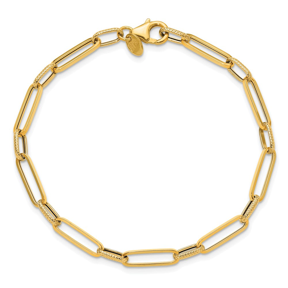 14K Polished/Textured Fancy Link Bracelet